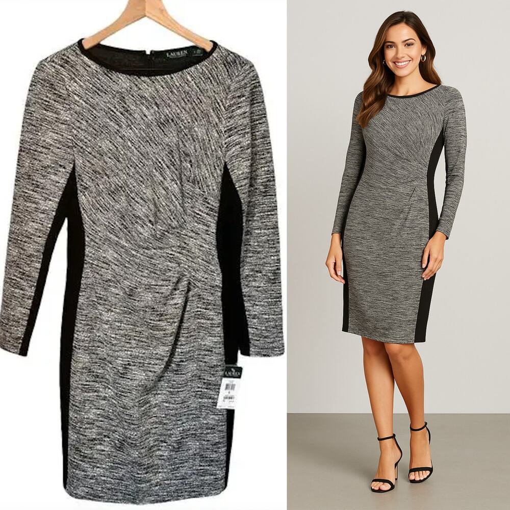 RALPH LAUREN NWT Elegant Cinch Waist Black & White Dress –  Size 8